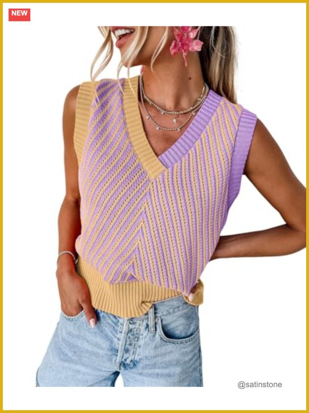Women's Sleeveless Knit Sweater Vest V Neck Pullover